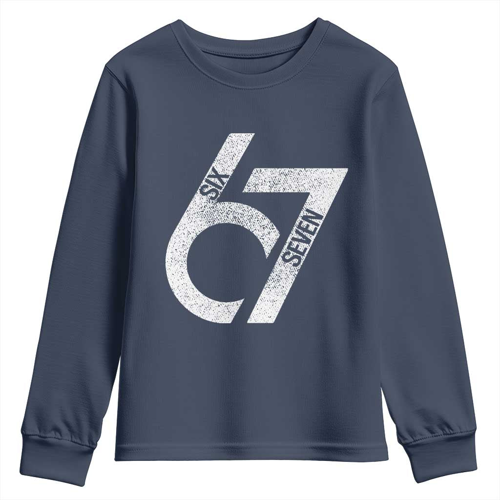 Funny Six Seven 67 Meme Gen Alpha Slang Youth Sweatshirt TS11 Navy Print Your Wear