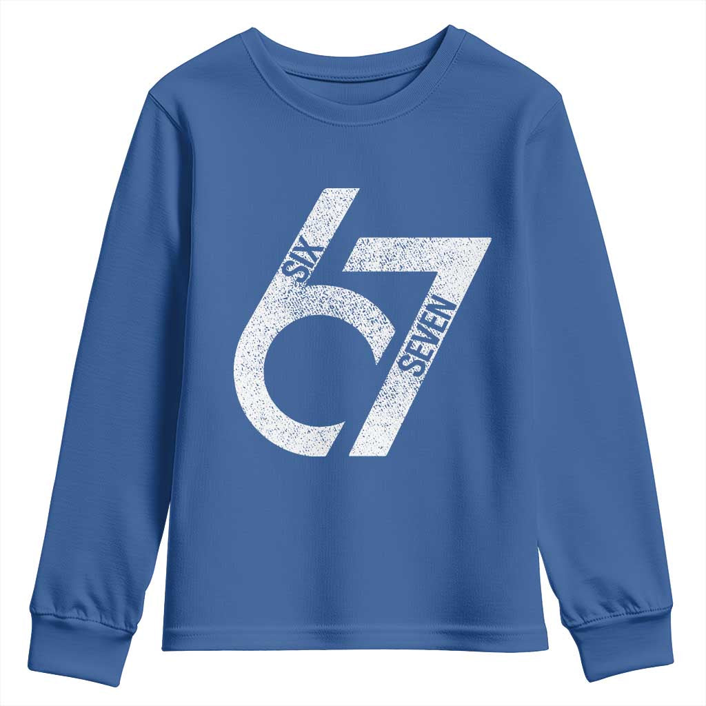 Funny Six Seven 67 Meme Gen Alpha Slang Youth Sweatshirt TS11 Royal Blue Print Your Wear