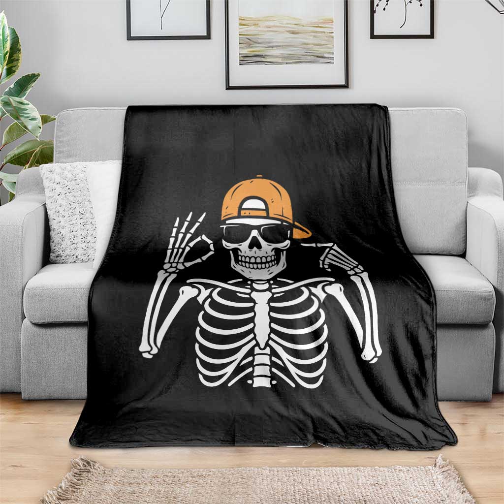 Funny Six Seven 67 Skeleton Gen Alpha Halloween Meme Throw Blanket TS11 Print Your Wear