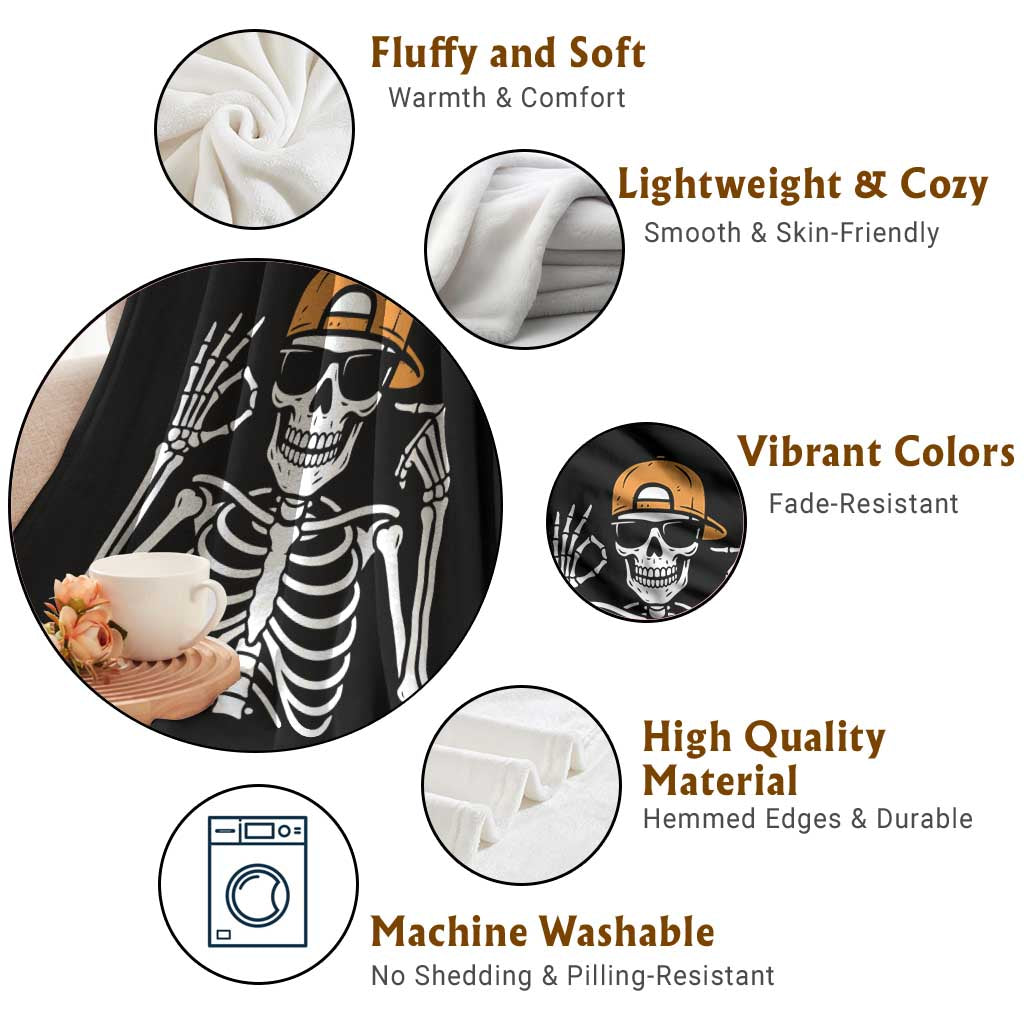 Funny Six Seven 67 Skeleton Gen Alpha Halloween Meme Throw Blanket TS11 Print Your Wear