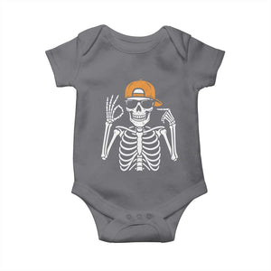 Funny Six Seven 67 Skeleton Gen Alpha Halloween Meme Baby Onesie TS11 Charcoal Print Your Wear