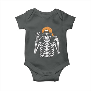Funny Six Seven 67 Skeleton Gen Alpha Halloween Meme Baby Onesie TS11 Dark Heather Print Your Wear