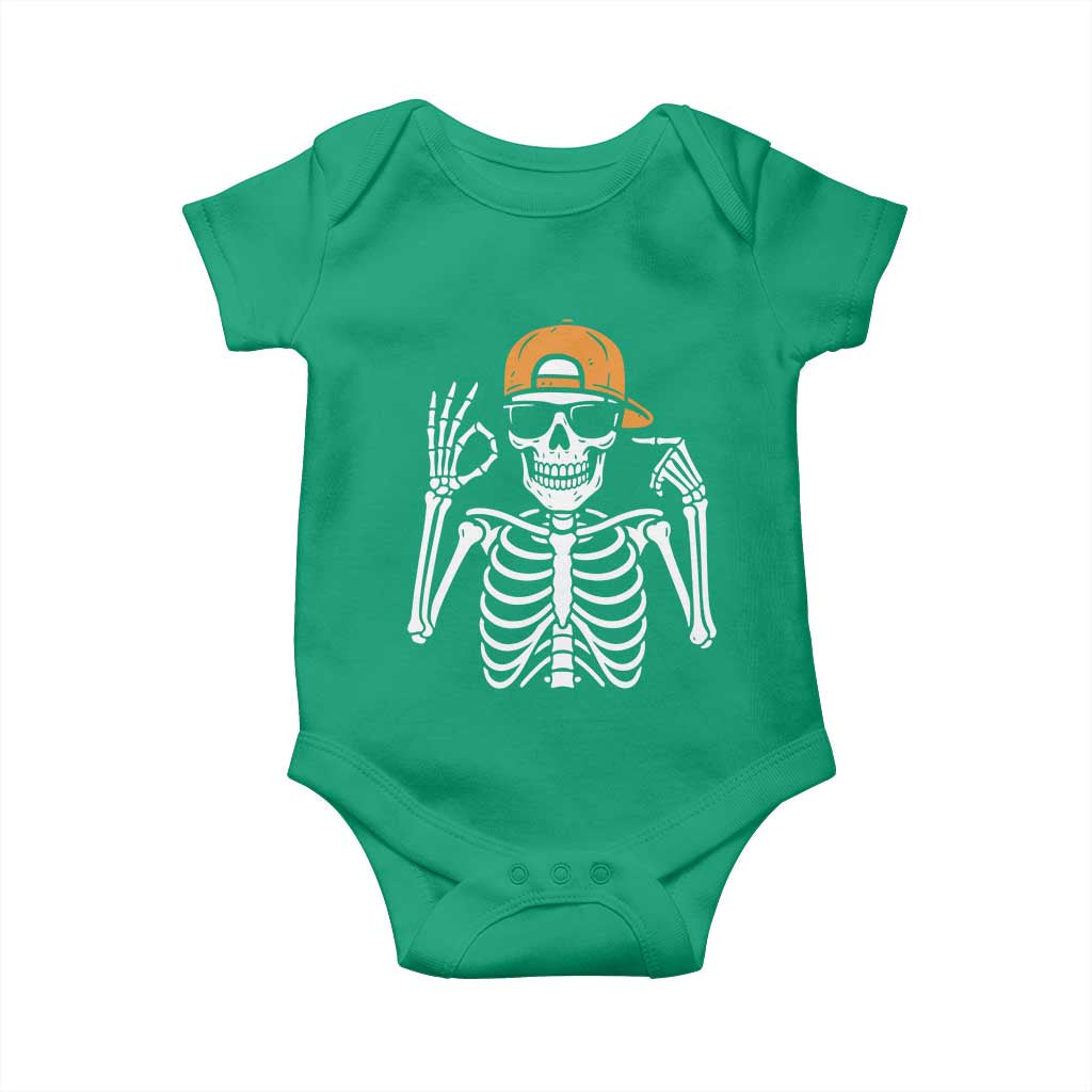 Funny Six Seven 67 Skeleton Gen Alpha Halloween Meme Baby Onesie TS11 Irish Green Print Your Wear