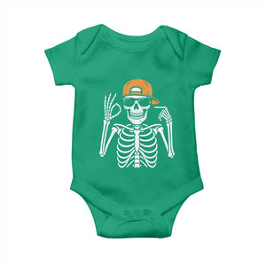 Funny Six Seven 67 Skeleton Gen Alpha Halloween Meme Baby Onesie TS11 Irish Green Print Your Wear