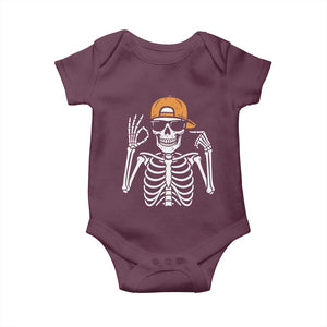 Funny Six Seven 67 Skeleton Gen Alpha Halloween Meme Baby Onesie TS11 Maroon Print Your Wear