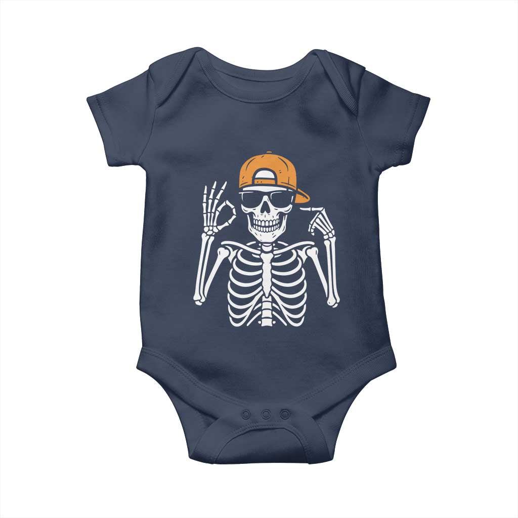 Funny Six Seven 67 Skeleton Gen Alpha Halloween Meme Baby Onesie TS11 Navy Print Your Wear