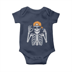 Funny Six Seven 67 Skeleton Gen Alpha Halloween Meme Baby Onesie TS11 Navy Print Your Wear