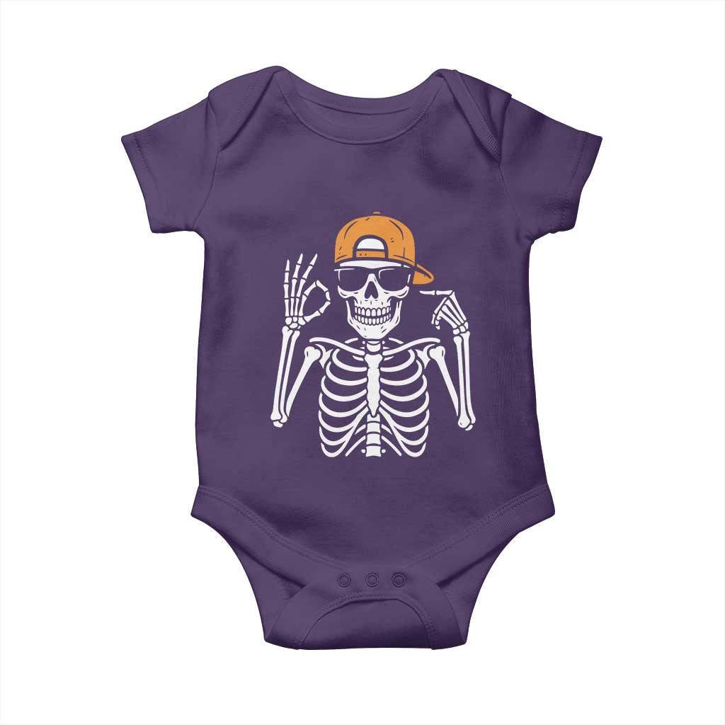 Funny Six Seven 67 Skeleton Gen Alpha Halloween Meme Baby Onesie TS11 Purple Print Your Wear