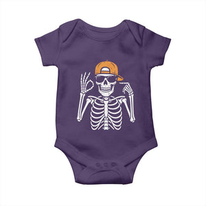 Funny Six Seven 67 Skeleton Gen Alpha Halloween Meme Baby Onesie TS11 Purple Print Your Wear