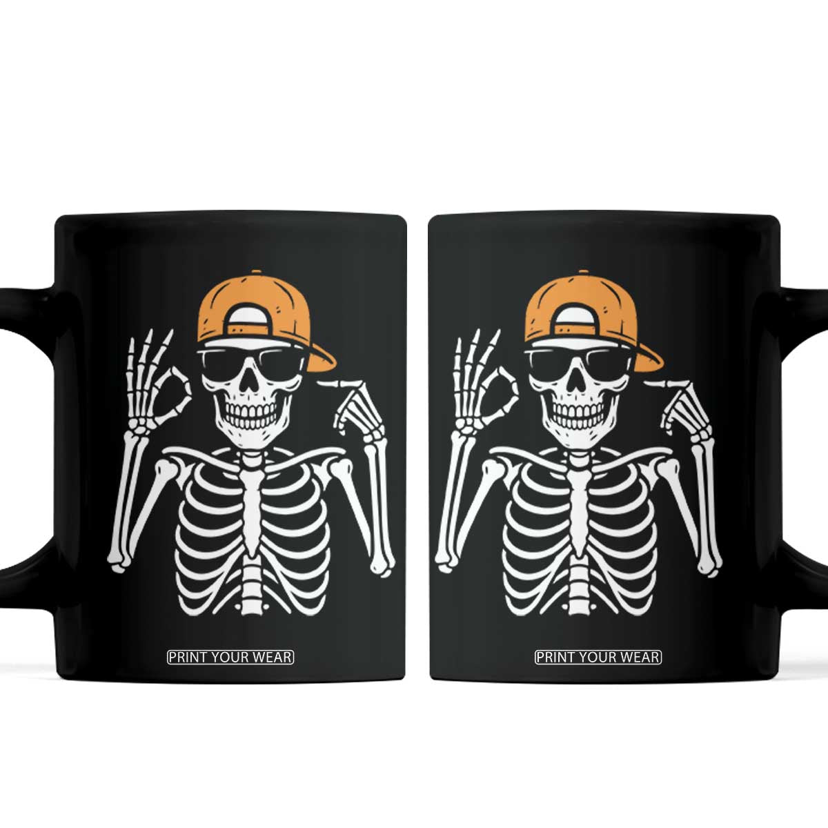 Funny Six Seven 67 Skeleton Gen Alpha Halloween Meme Coffee Mug TS11 Black Print Your Wear