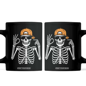 Funny Six Seven 67 Skeleton Gen Alpha Halloween Meme Coffee Mug TS11 Black Print Your Wear