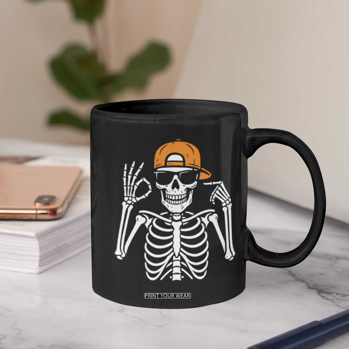 Funny Six Seven 67 Skeleton Gen Alpha Halloween Meme Coffee Mug TS11 Print Your Wear