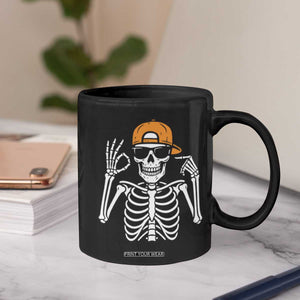 Funny Six Seven 67 Skeleton Gen Alpha Halloween Meme Coffee Mug TS11 Print Your Wear