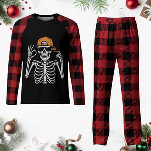 Funny Six Seven 67 Skeleton Gen Alpha Halloween Meme Plaid Pajama Set TS11 Buffalo Plaid Print Your Wear