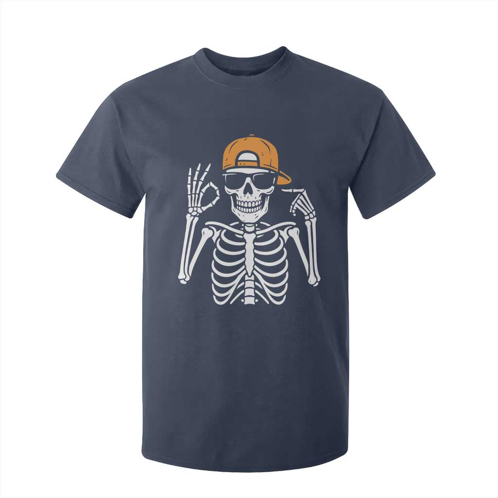 Funny Six Seven 67 Skeleton Gen Alpha Halloween Meme T Shirt For Kid TS11 Navy Print Your Wear