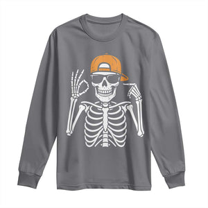 Funny Six Seven 67 Skeleton Gen Alpha Halloween Meme Long Sleeve Shirt TS11 Charcoal Print Your Wear