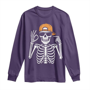 Funny Six Seven 67 Skeleton Gen Alpha Halloween Meme Long Sleeve Shirt TS11 Purple Print Your Wear