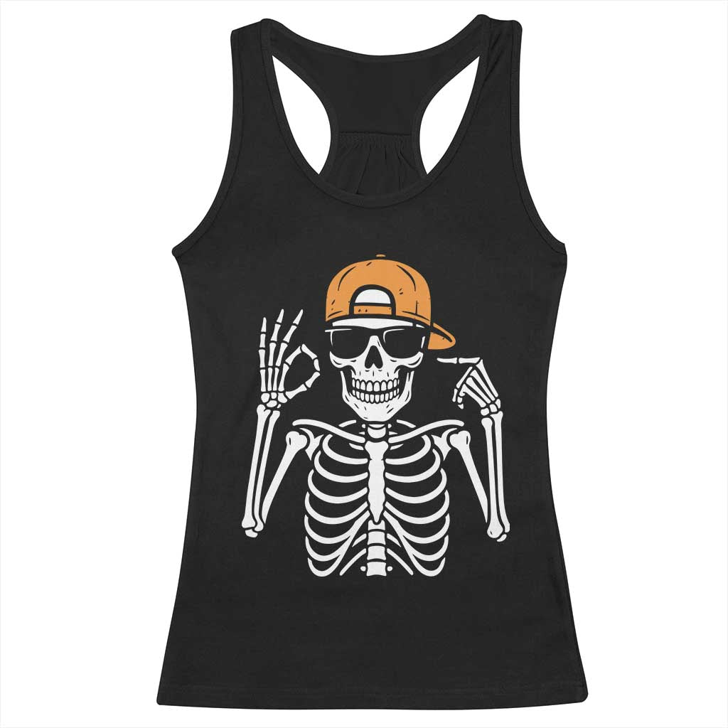 Funny Six Seven 67 Skeleton Gen Alpha Halloween Meme Racerback Tank Top TS11 Black Print Your Wear