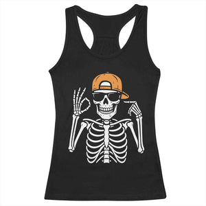 Funny Six Seven 67 Skeleton Gen Alpha Halloween Meme Racerback Tank Top TS11 Black Print Your Wear