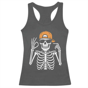 Funny Six Seven 67 Skeleton Gen Alpha Halloween Meme Racerback Tank Top TS11 Dark Heather Print Your Wear