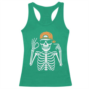 Funny Six Seven 67 Skeleton Gen Alpha Halloween Meme Racerback Tank Top TS11 Irish Green Print Your Wear