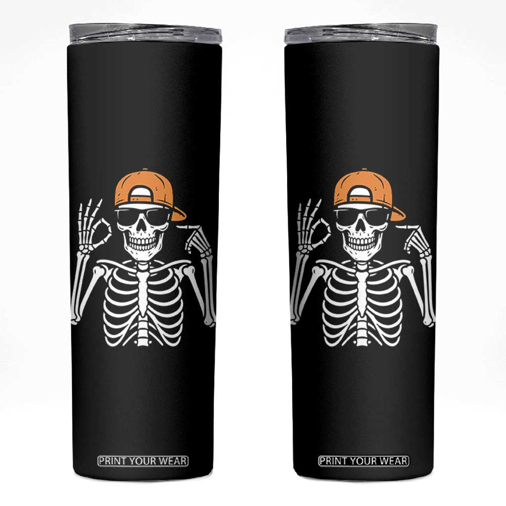 Funny Six Seven 67 Skeleton Gen Alpha Halloween Meme Skinny Tumbler TS11 Black Print Your Wear