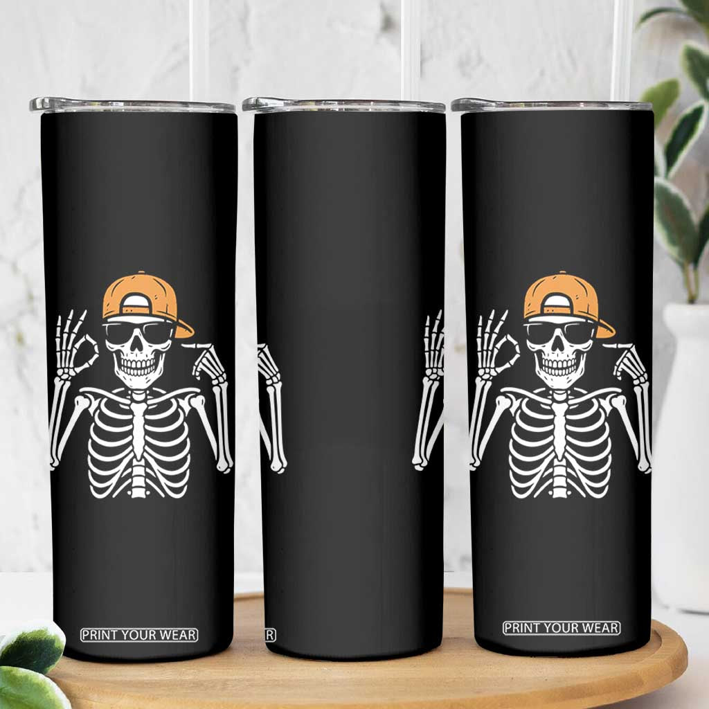 Funny Six Seven 67 Skeleton Gen Alpha Halloween Meme Skinny Tumbler TS11 Print Your Wear