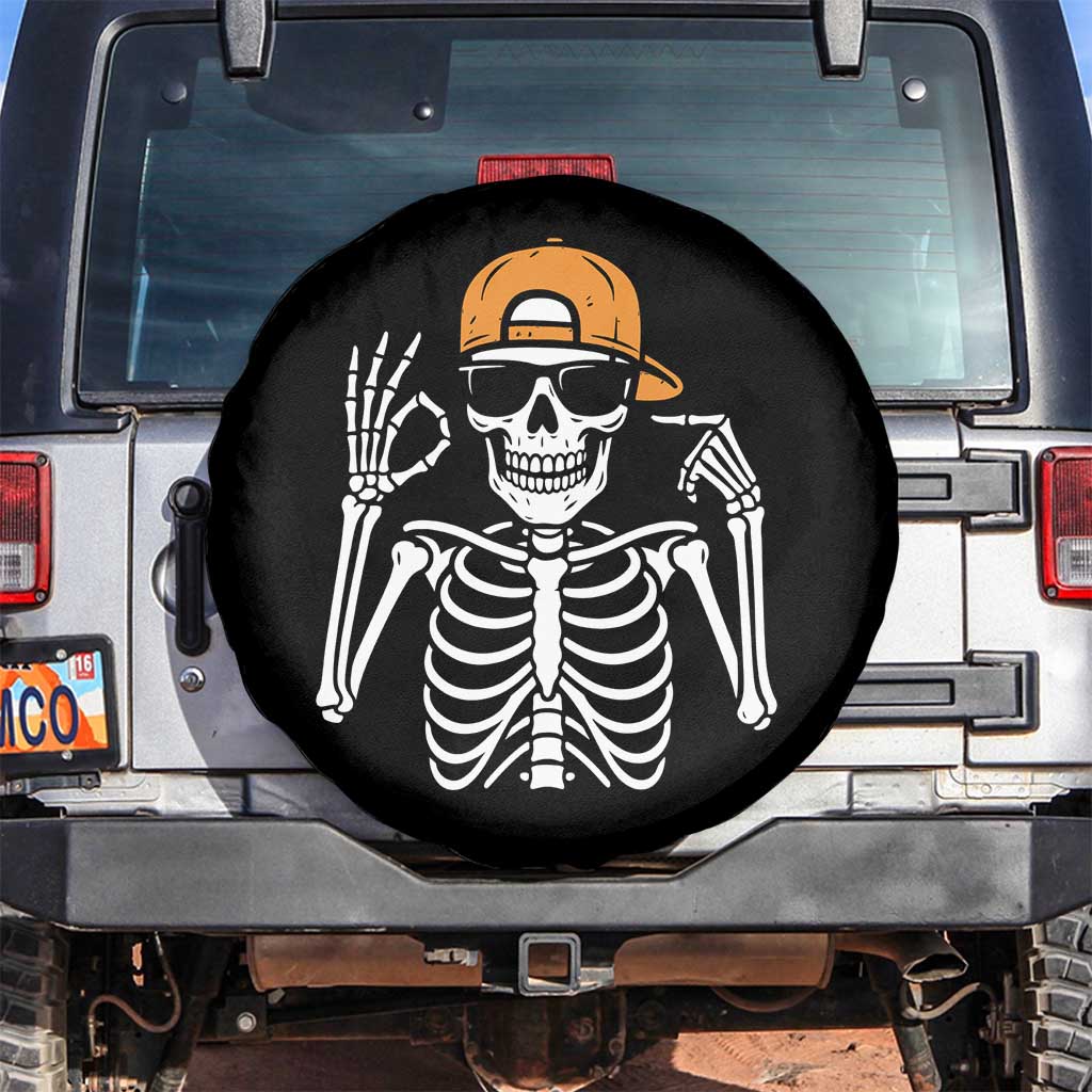 Funny Six Seven 67 Skeleton Gen Alpha Halloween Meme Spare Tire Cover TS11 No hole Black Print Your Wear