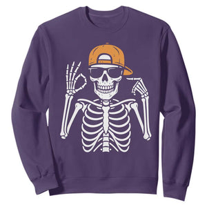 Funny Six Seven 67 Skeleton Gen Alpha Halloween Meme Sweatshirt TS11 Purple Print Your Wear