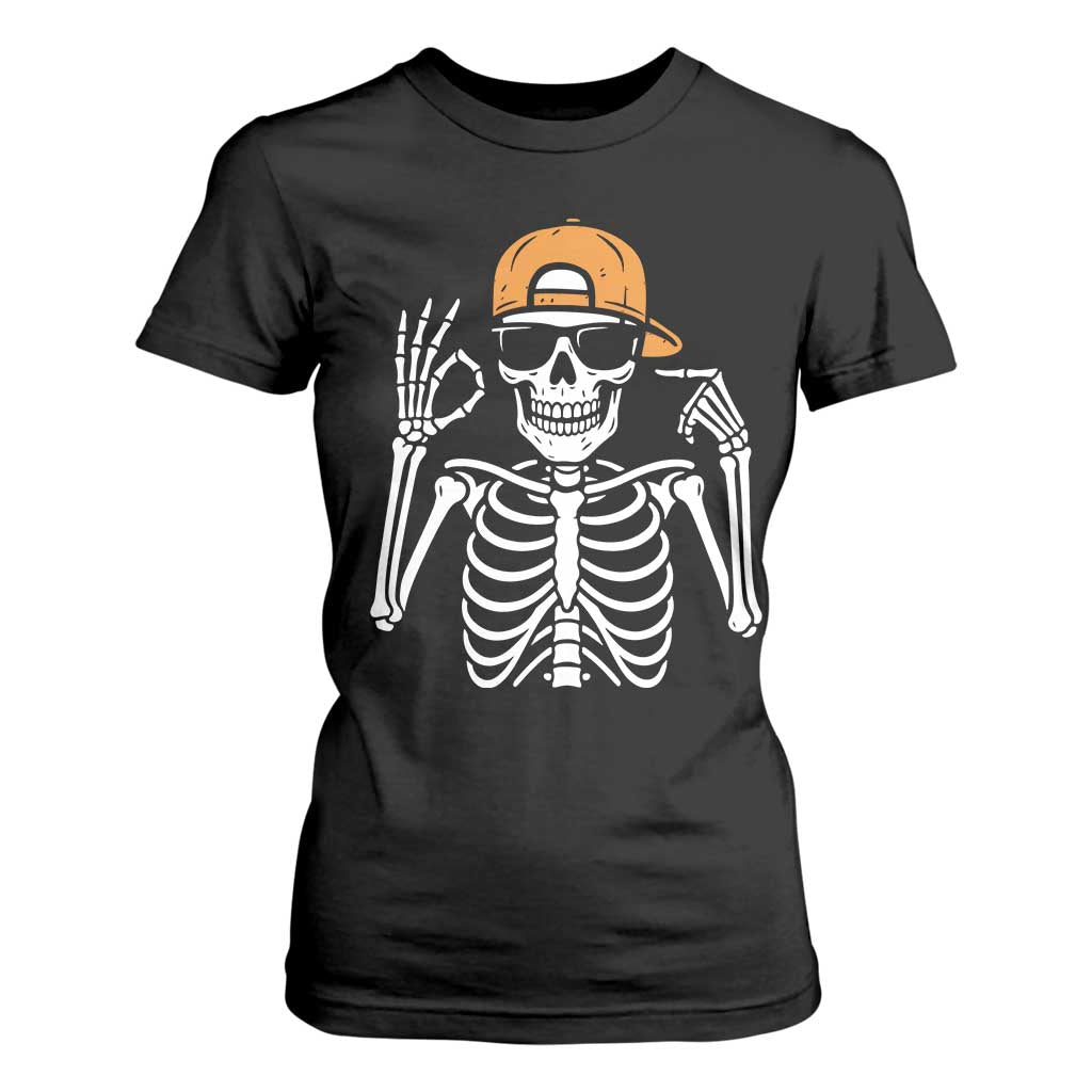 Funny Six Seven 67 Skeleton Gen Alpha Halloween Meme T Shirt For Women TS11 Black Print Your Wear