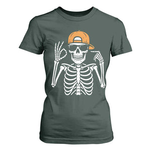Funny Six Seven 67 Skeleton Gen Alpha Halloween Meme T Shirt For Women TS11 Dark Forest Green Print Your Wear