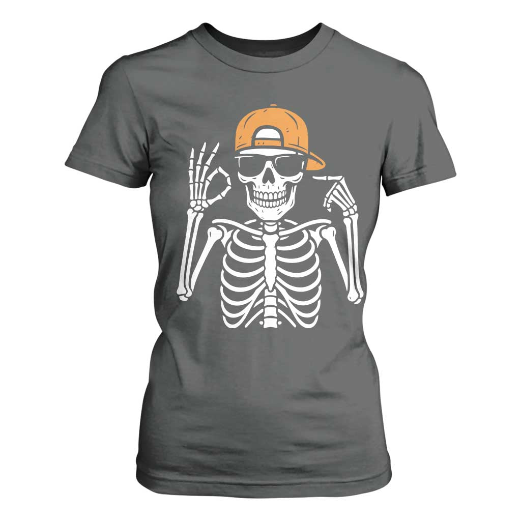 Funny Six Seven 67 Skeleton Gen Alpha Halloween Meme T Shirt For Women TS11 Dark Heather Print Your Wear