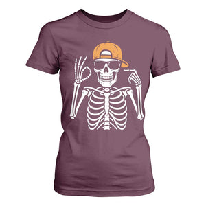 Funny Six Seven 67 Skeleton Gen Alpha Halloween Meme T Shirt For Women TS11 Maroon Print Your Wear