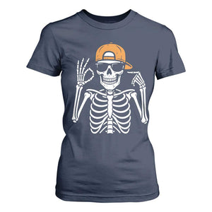 Funny Six Seven 67 Skeleton Gen Alpha Halloween Meme T Shirt For Women TS11 Navy Print Your Wear