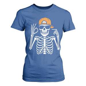 Funny Six Seven 67 Skeleton Gen Alpha Halloween Meme T Shirt For Women TS11 Royal Blue Print Your Wear