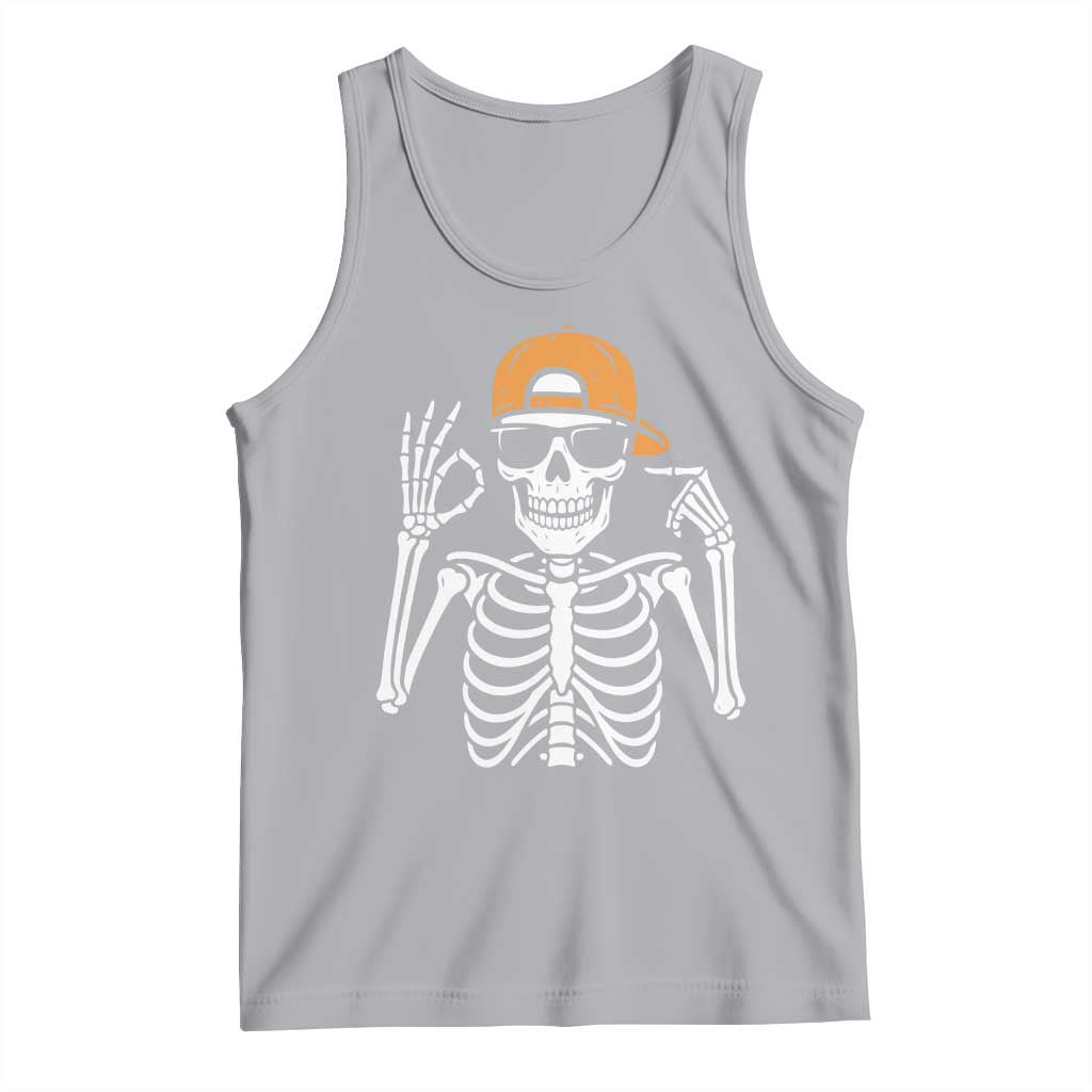 Funny Six Seven 67 Skeleton Gen Alpha Halloween Meme Tank Top TS11 Athletic Heather Print Your Wear