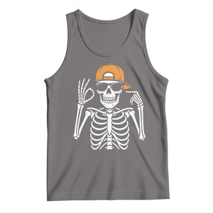 Funny Six Seven 67 Skeleton Gen Alpha Halloween Meme Tank Top TS11 Deep Heather Print Your Wear