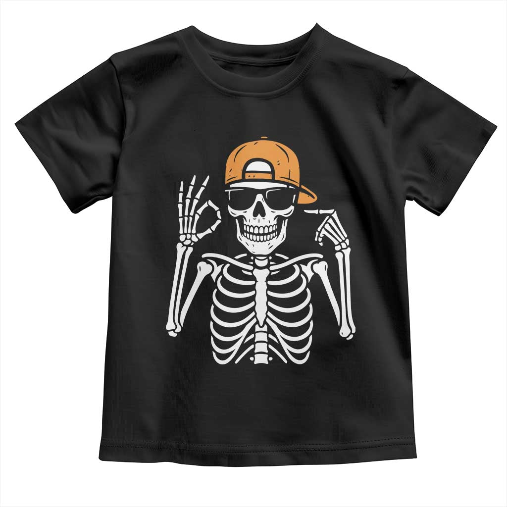 Funny Six Seven 67 Skeleton Gen Alpha Halloween Meme Toddler T Shirt TS11 Black Print Your Wear