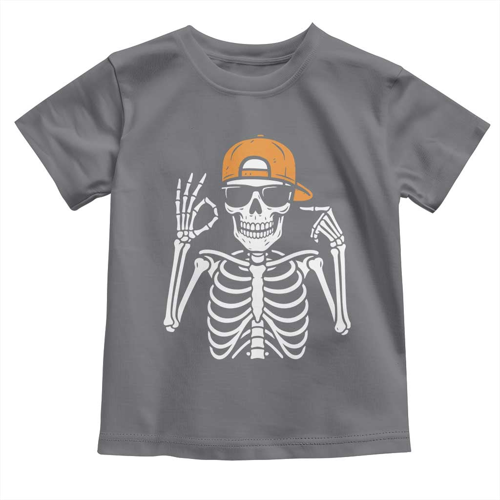 Funny Six Seven 67 Skeleton Gen Alpha Halloween Meme Toddler T Shirt TS11 Charcoal Print Your Wear