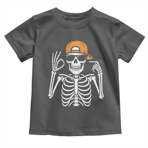 Funny Six Seven 67 Skeleton Gen Alpha Halloween Meme Toddler T Shirt TS11 Dark Heather Print Your Wear