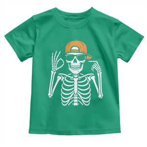 Funny Six Seven 67 Skeleton Gen Alpha Halloween Meme Toddler T Shirt TS11 Irish Green Print Your Wear