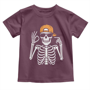 Funny Six Seven 67 Skeleton Gen Alpha Halloween Meme Toddler T Shirt TS11 Maroon Print Your Wear