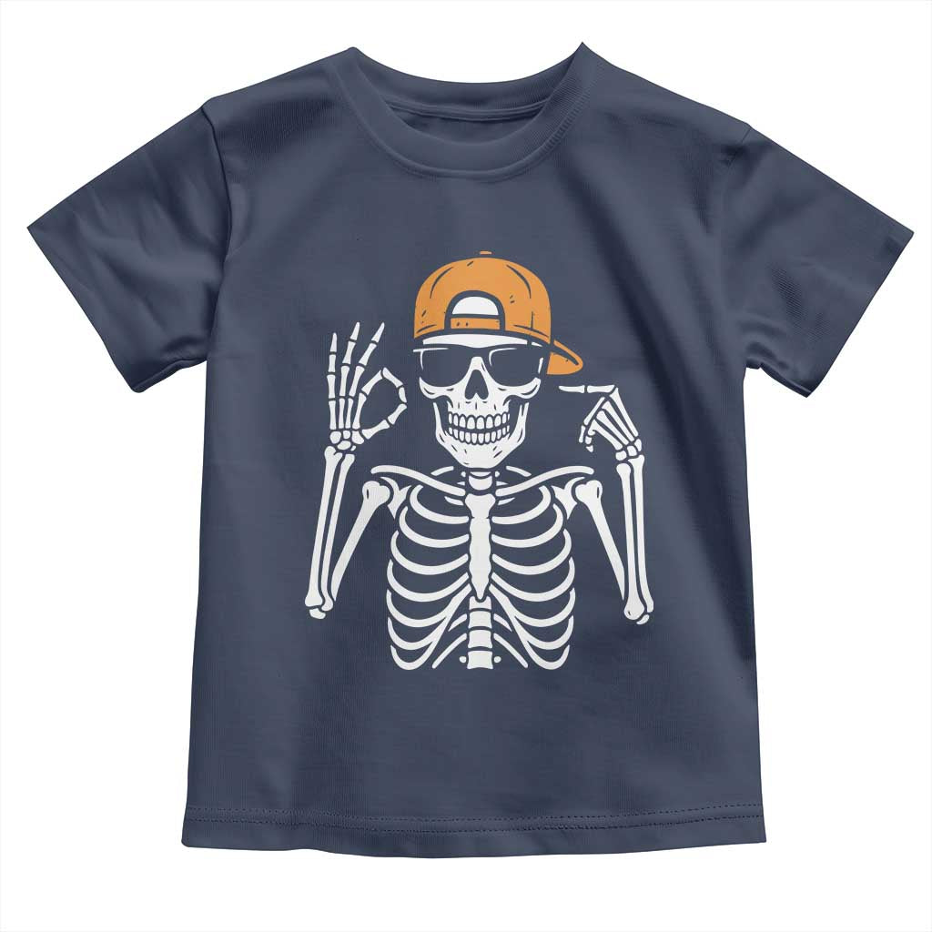 Funny Six Seven 67 Skeleton Gen Alpha Halloween Meme Toddler T Shirt TS11 Navy Print Your Wear