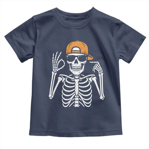 Funny Six Seven 67 Skeleton Gen Alpha Halloween Meme Toddler T Shirt TS11 Navy Print Your Wear