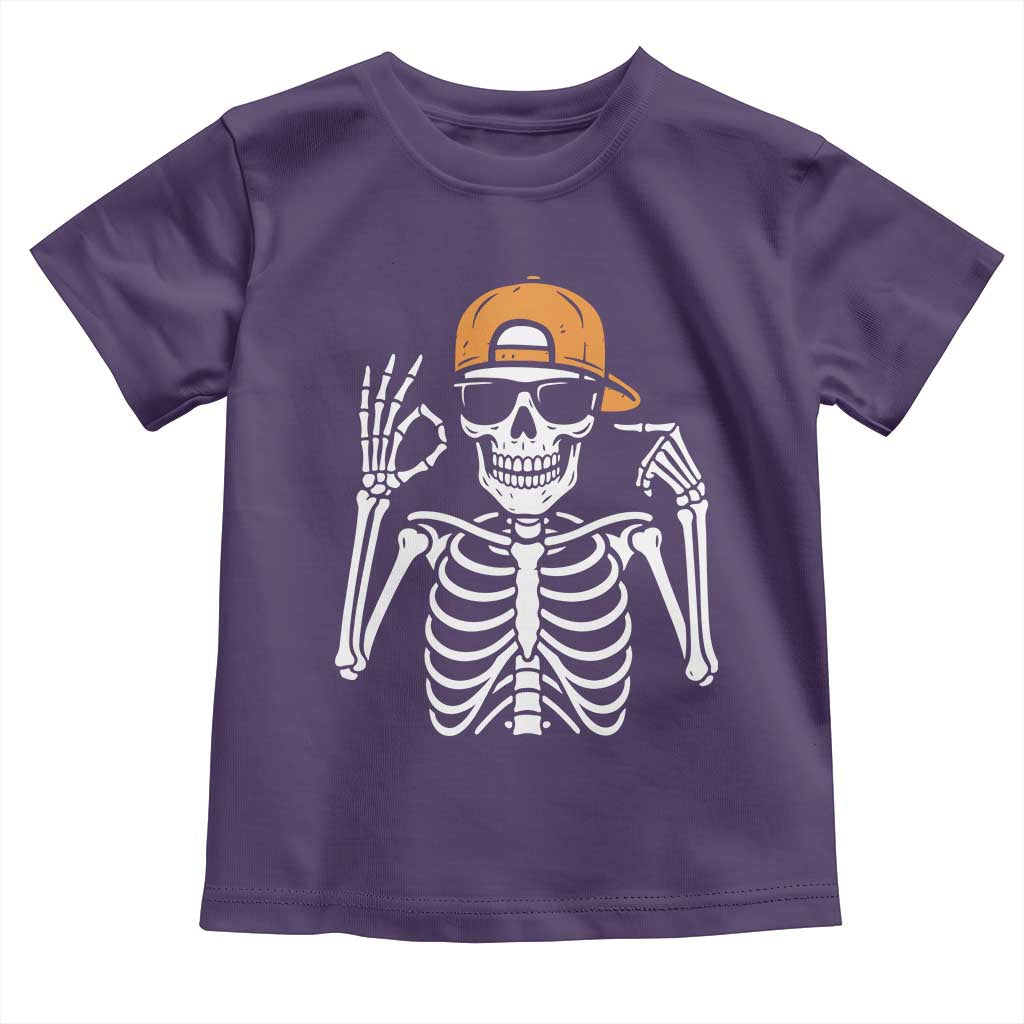 Funny Six Seven 67 Skeleton Gen Alpha Halloween Meme Toddler T Shirt TS11 Purple Print Your Wear