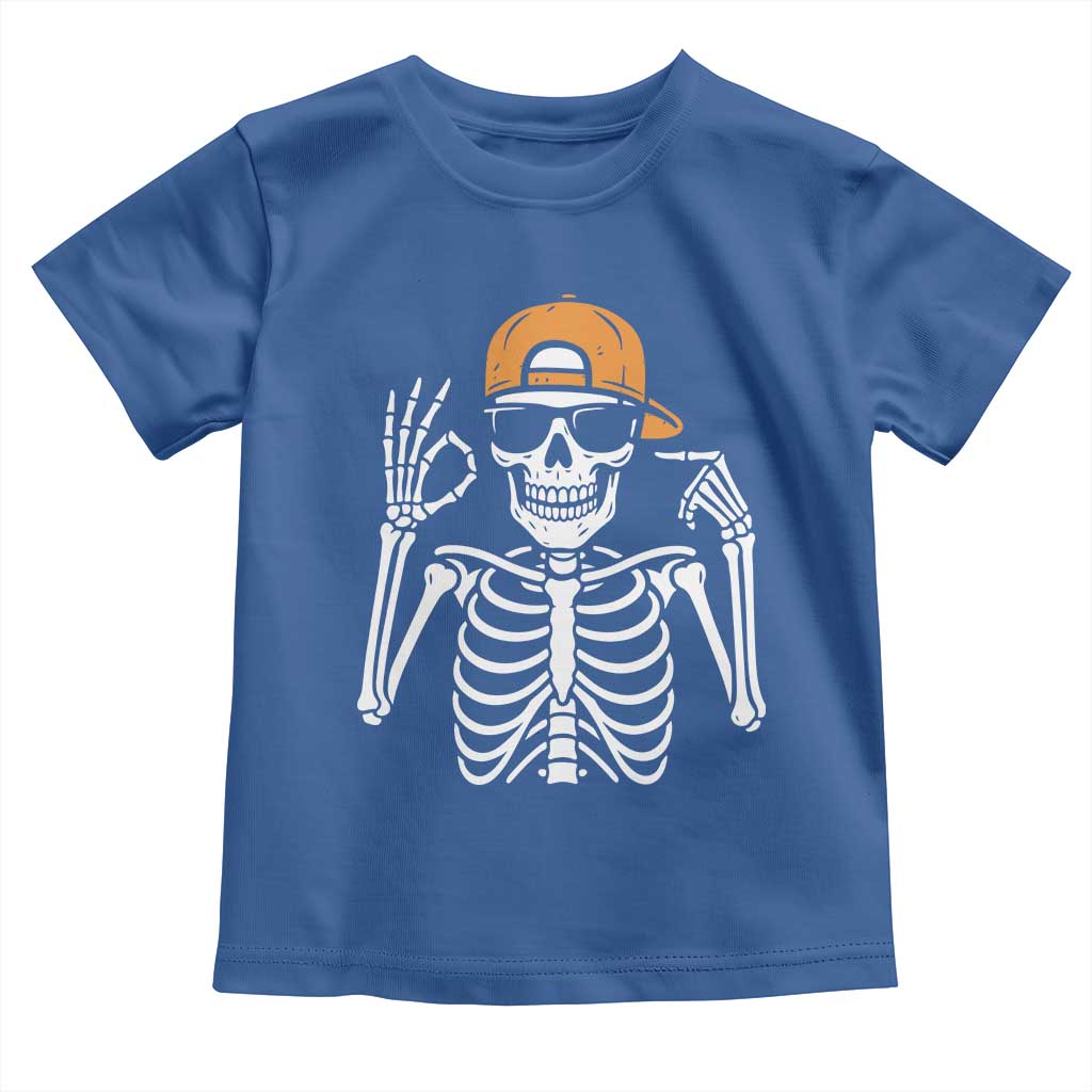 Funny Six Seven 67 Skeleton Gen Alpha Halloween Meme Toddler T Shirt TS11 Royal Blue Print Your Wear