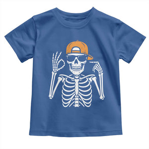 Funny Six Seven 67 Skeleton Gen Alpha Halloween Meme Toddler T Shirt TS11 Royal Blue Print Your Wear
