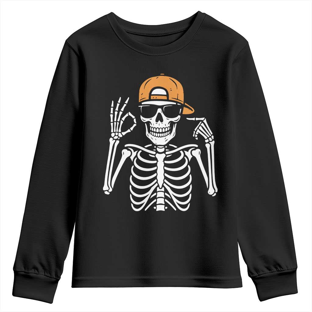 Funny Six Seven 67 Skeleton Gen Alpha Halloween Meme Youth Sweatshirt TS11 Black Print Your Wear