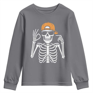 Funny Six Seven 67 Skeleton Gen Alpha Halloween Meme Youth Sweatshirt TS11 Charcoal Print Your Wear