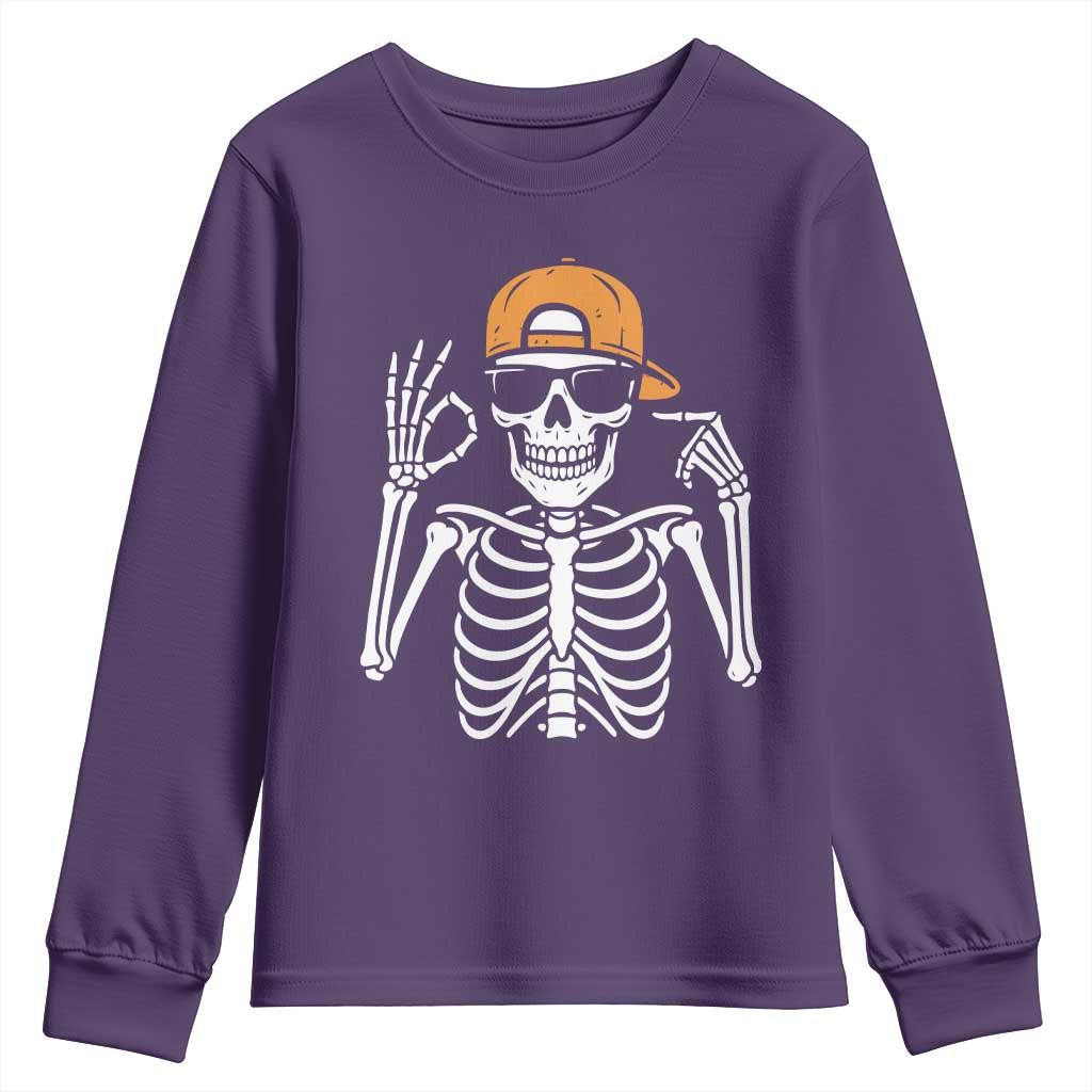 Funny Six Seven 67 Skeleton Gen Alpha Halloween Meme Youth Sweatshirt TS11 Purple Print Your Wear
